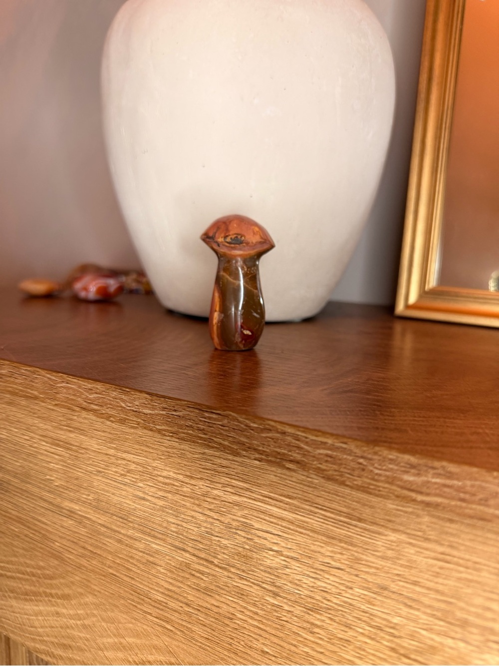 Polished Banded Agate Mushroom Sculpture - Brown and Orange - Picture 4 of 4